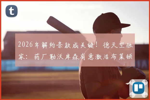2026年解约条款成关键!德天空独家:药厂勒沃库森有意激活布莱顿前锋许尔策勒合同条款,转会费成焦点